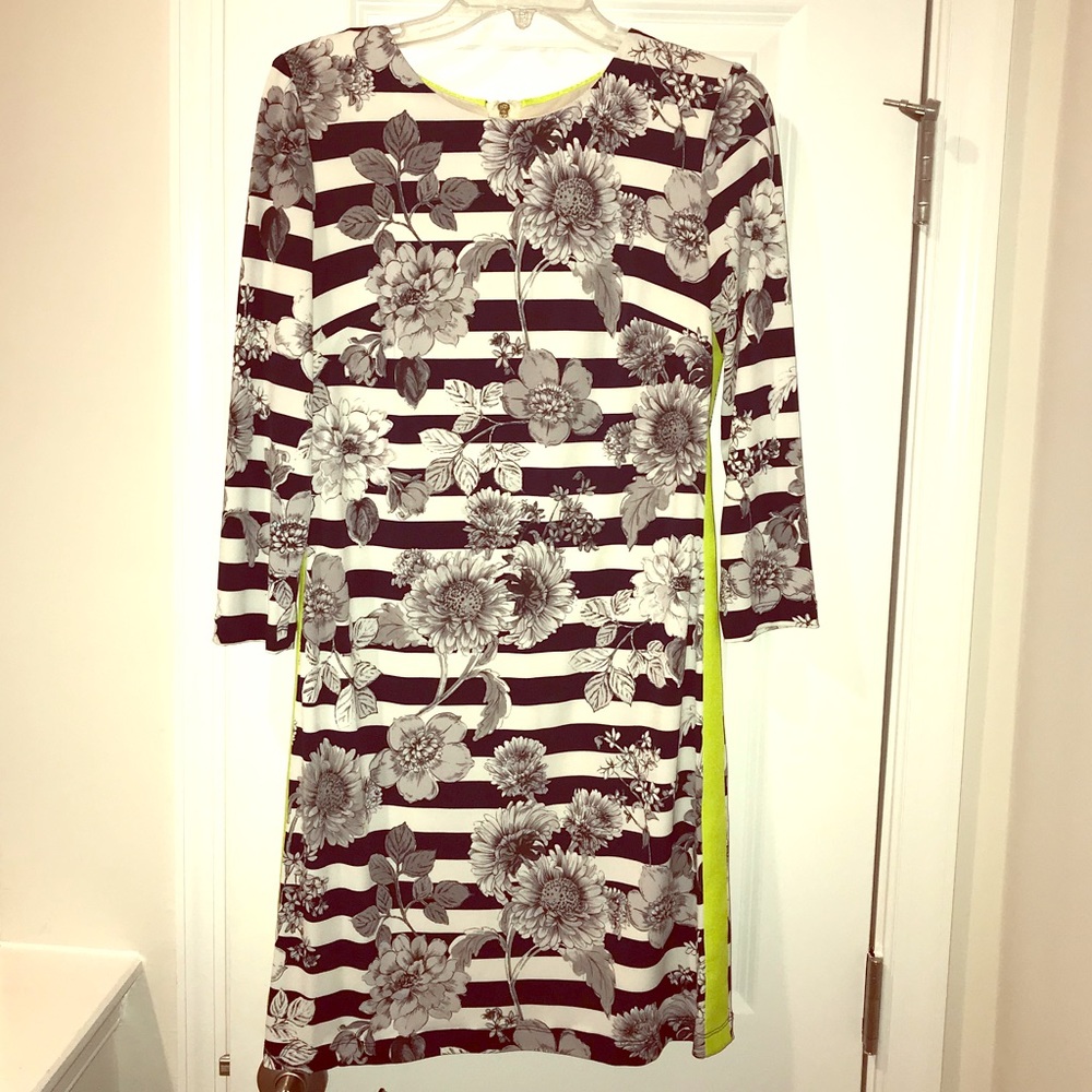 Eliza J Sheath Dress - Navy/white print, Size 8